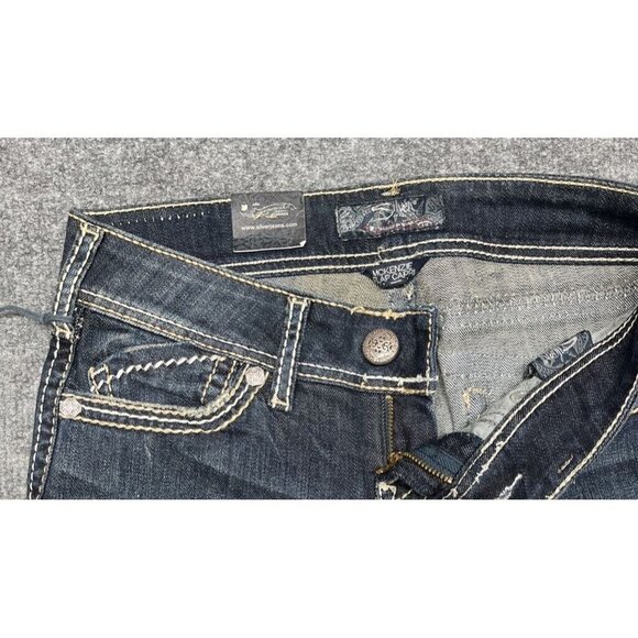 Silver Jeans Mckenzie Flap Capri Womens 26 Blue Denim Stretch Low Rise New - Picture 4 of 11